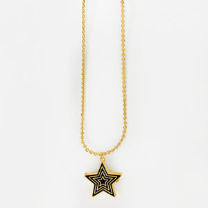 Deco Star Locket (Onyx) - Gold
